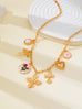 Vintage-Inspired Flower Pearl Cross Heart Charm Necklace | 80N93477