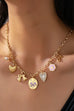 Romantic Flower Rhinestone Heart Bow Charm Necklace | 80N93479