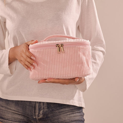 CORDUROY COSMETIC MAKEUP POUCH BAG | 40P635