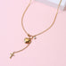 18K STAINLESS STEEL GOLD & CROSS Y NECKLACE | 40NK9762