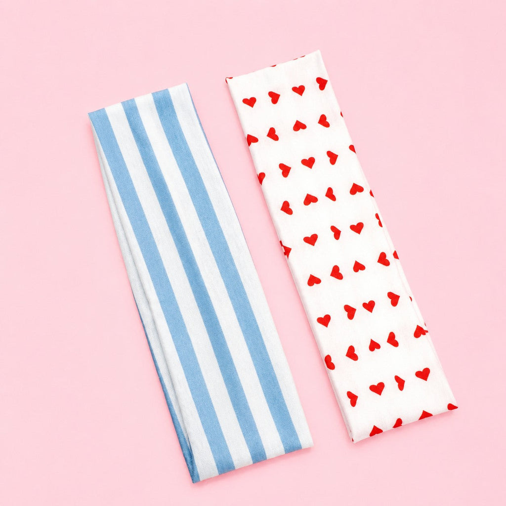 Stripe Heart Printed Yoga Headband 2-pc Set| 40HWP601-Pack 2