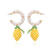 Lemon Cluster Beaded Pearl Hoop Drop Earrings | 40E545