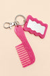 GLITTER HAIR COMB MIRROR BAG CHARM KEY CHAIN | 40KC189