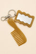 GLITTER HAIR COMB MIRROR BAG CHARM KEY CHAIN | 40KC189