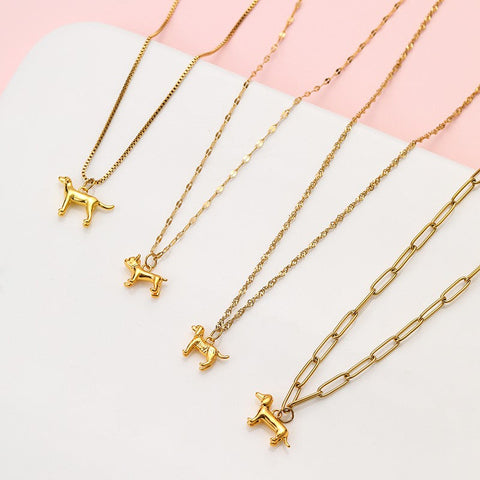 18K STAINLESS STEEL DOG CHARM NECKLACE | 40NK9765