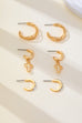 Gold-Tone Cross Baguette Huggie Hoop Earring Trio Set | 80E62865