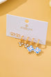 Gold Heart Crystal Cluster Huggie & Floral Hoop Earring Set | 80E62867