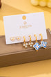 Gold Heart Crystal Cluster Huggie & Floral Hoop Earring Set | 80E62867