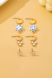 Gold Heart Crystal Cluster Huggie & Floral Hoop Earring Set | 80E62867