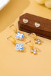Gold Heart Crystal Cluster Huggie & Floral Hoop Earring Set | 80E62867
