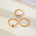 Milky Pink Opal Baguette Heart 3-Piece Ring Set | 80R300