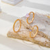 Milky Pink Opal Baguette Heart 3-Piece Ring Set | 80R300