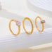 Milky Pink Opal Baguette Heart 3-Piece Ring Set | 80R300