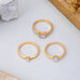 Milky Pink Opal Baguette Teardrop 3-piece Ring Set | 80R301