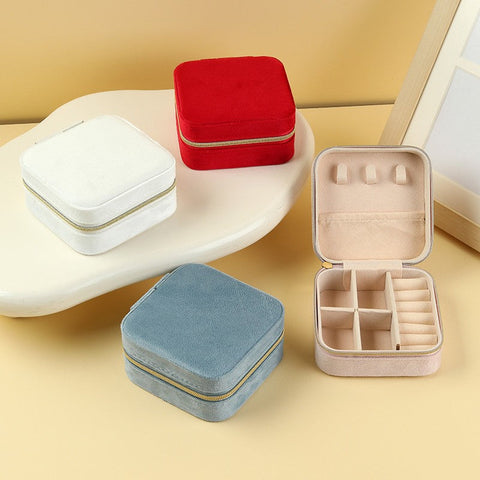 VELVET JEWELRY ORGANIZER TRAVEL BOX CASE | 40P642