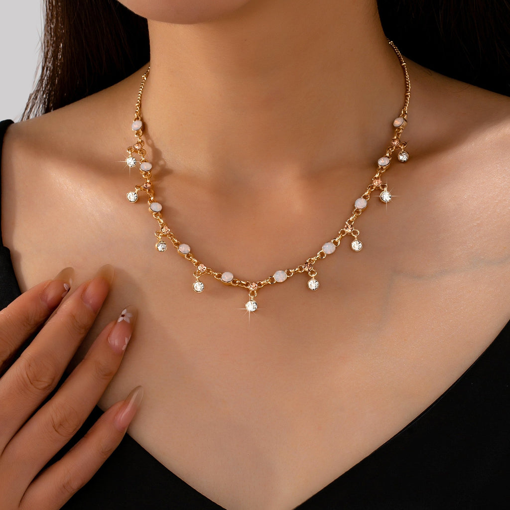 Sparkling Opal & Crystal Fringe Necklace | 80N93580