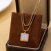 Layered Square Opal Pendant Necklace | 80N93582