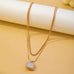 Layered Square Opal Pendant Necklace | 80N93582