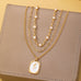 Layered Enamel Pearl & Rose Tag Pendant Necklace | 80N93573