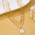 Layered Enamel Pearl & Rose Tag Pendant Necklace | 80N93573