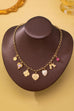 Vintage-Inspired Floral Heart Stone Station Charm Necklace | 80N93571