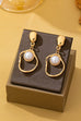 Abstract Molten Gold Pearl Drop Earrings | 80E62955