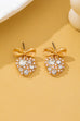 Romantic Crystal Pearl Bow Dangle Earrings | 80E62995