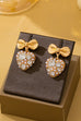 Romantic Crystal Pearl Bow Dangle Earrings | 80E62995