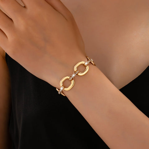 Crystal Glass Pave Bar Link Chain Toggle Bracelet | 80B1890