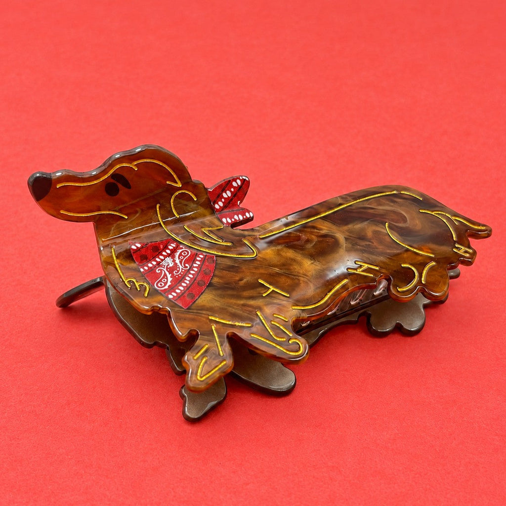 Charming Dachshund Dog Bandana Hair Claw Clip | 40H1235