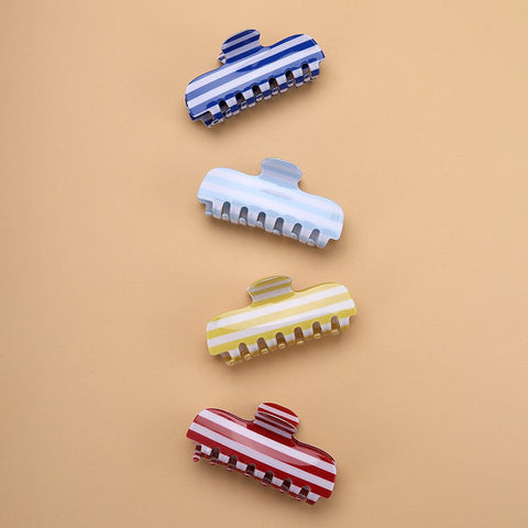 RETRO STRIPED RECTANGULAR HAIR CLAW CLIP | 40H1188