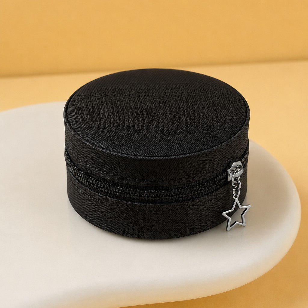 ROUND JEWELRY ORGANIZER TRAVEL BOX CASE | 40P643
