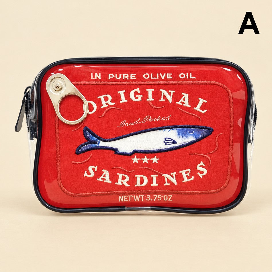 Sardine Tin Graphic Clear Cosmetic Travel Pouch Bag | 40P658