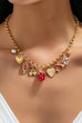 Strawberry Bow Heart Cherry Multi Charm Necklace | 80N93515