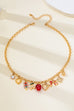Strawberry Bow Heart Cherry Multi Charm Necklace | 80N93515