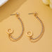 Rhinestone & Gold Double Chain Drapes Drop Earrings|80E63021