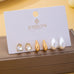 Teardrop Crystal Gold Pearl Trio Stud Earring Set | 80E63015