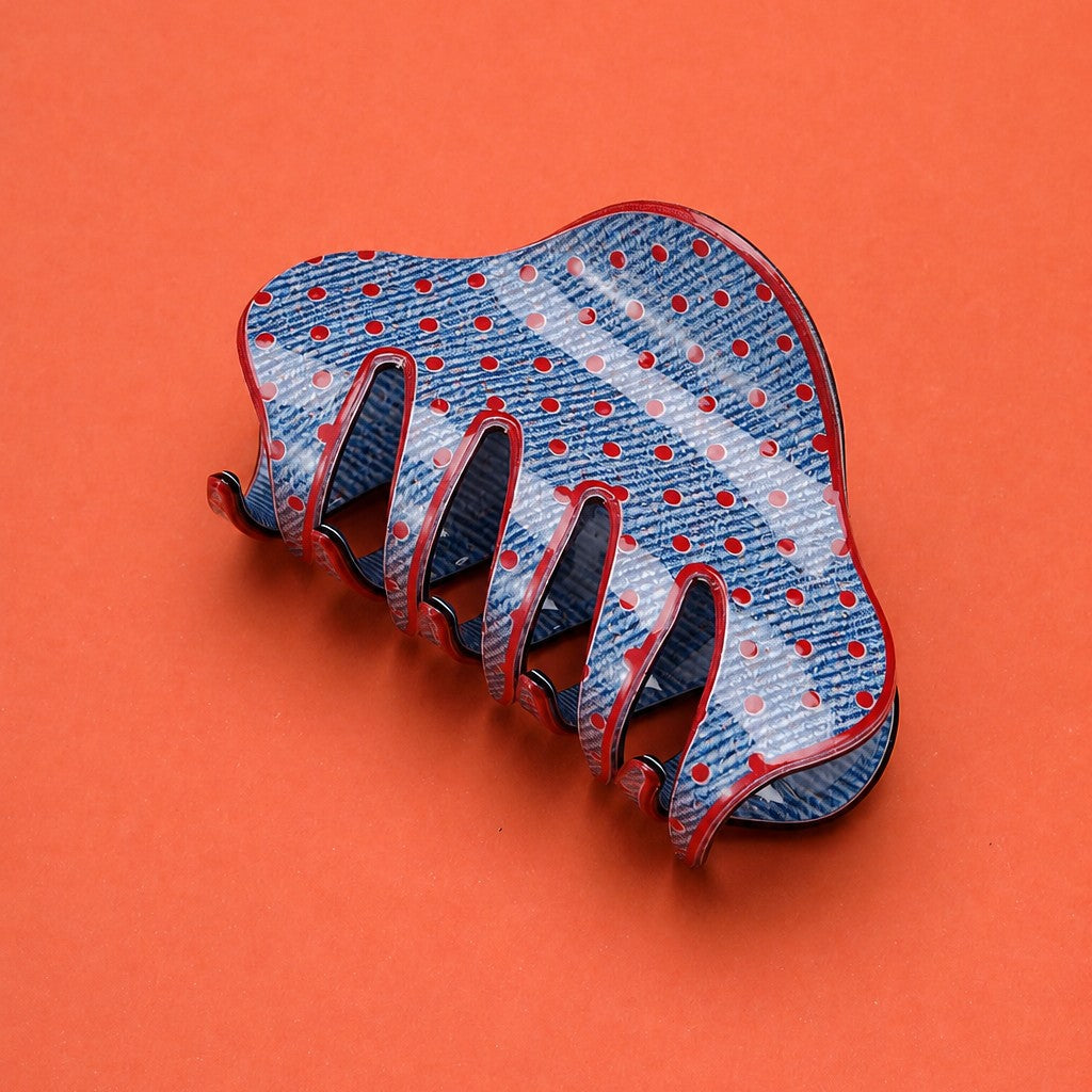 Denim Polka Dot Cloud Shape Hair Claw Clip | 40H1192