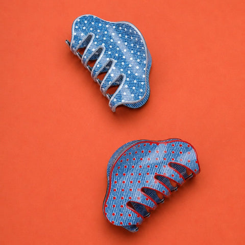 Denim Polka Dot Cloud Shape Hair Claw Clip | 40H1192