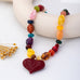 Chunky Multicolor Bead Heart Pendant Necklace | 80N93690