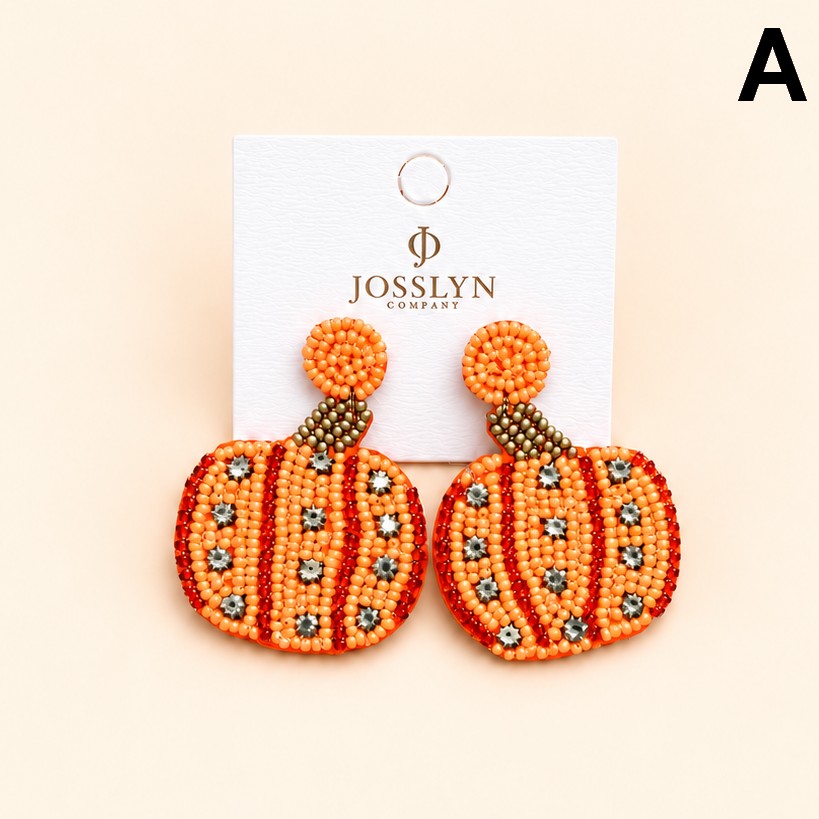 HALLOWEEN PUMPKIN SEED BEAD DROP EARRINGS | 40E551