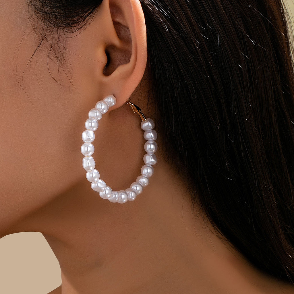 Classic Pearl Beaded Hoop Earrings | 80E63179