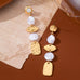 Crystal Pearl & Textured Gold Drop Earrings | 80E63155