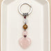 Natural Gemstone Heart Dangle Bag Charm Key Chain | 40KC197