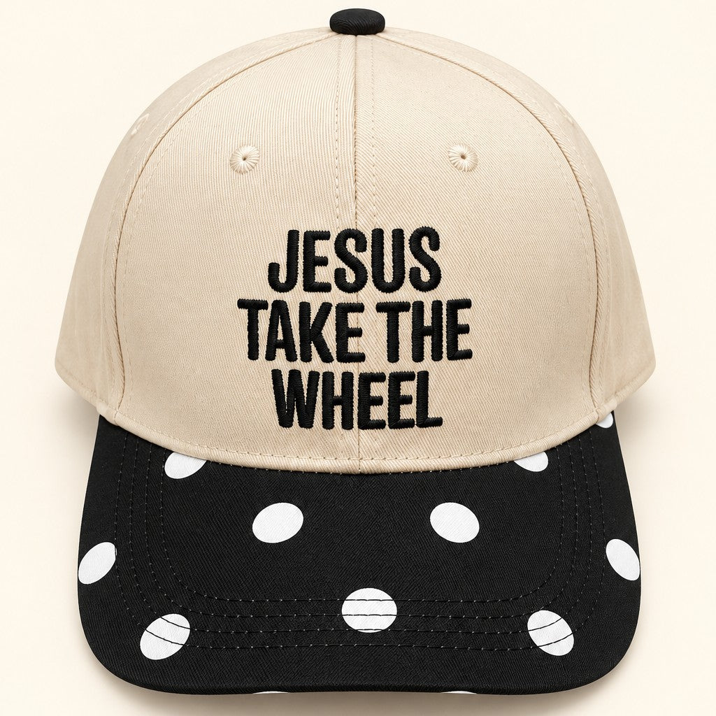 "JESUS TAKE THE WHEEL" Polka Dot Baseball Cap | 40HW767