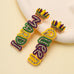 Mardi Queen Seed Beaded Dangle Earrings | 40E557