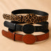 Western Oval Buckle Faux Leather & Leopard Belt | 40BT660