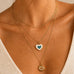 Layered Enamel Heart & Pavé Evil Eye Disc Necklace| 31N22009