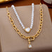 2-Piece Pearl & Chain Crystal Drop Necklace Set | 80N93877