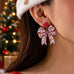 Pink Coquette Holiday Acrylic Bow Drop Earrings | 80E63507